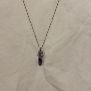 silver amethyst stone necklace